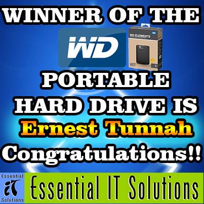 1TB WD Element HDD competition winner