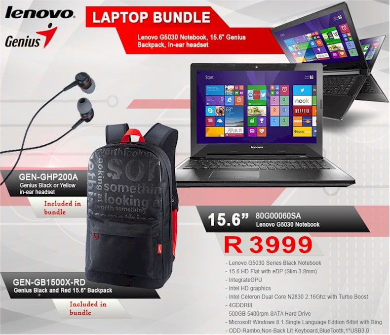 Lenovo Genius laptop bundle