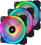FA-120CLLRX3+CH #1. Corsair 120mm Dual Light Loop RGB LED PWM 3 Fan Pack with Lighting Node PRO