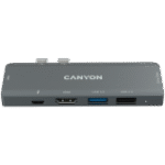 CNS-TDS05B. CANYON DS-5, Multiport Docking Station with 7 port, 1*Type C PD100W+2*HDMI+