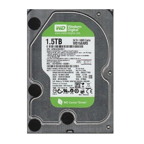 siproduct-721739-493057-ee1cdd1dbfd5401253c26ba7ed477f655cc8e89f WD15EARS.jpg. 1.5TB WD Caviar Green 3.5" SATA 7200rpm 64MB