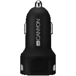 CNE-CCA04B. CANYON C-04, Universal 2xUSB car adapter, Input 12V-24V, Output 5V-2.4A, wi