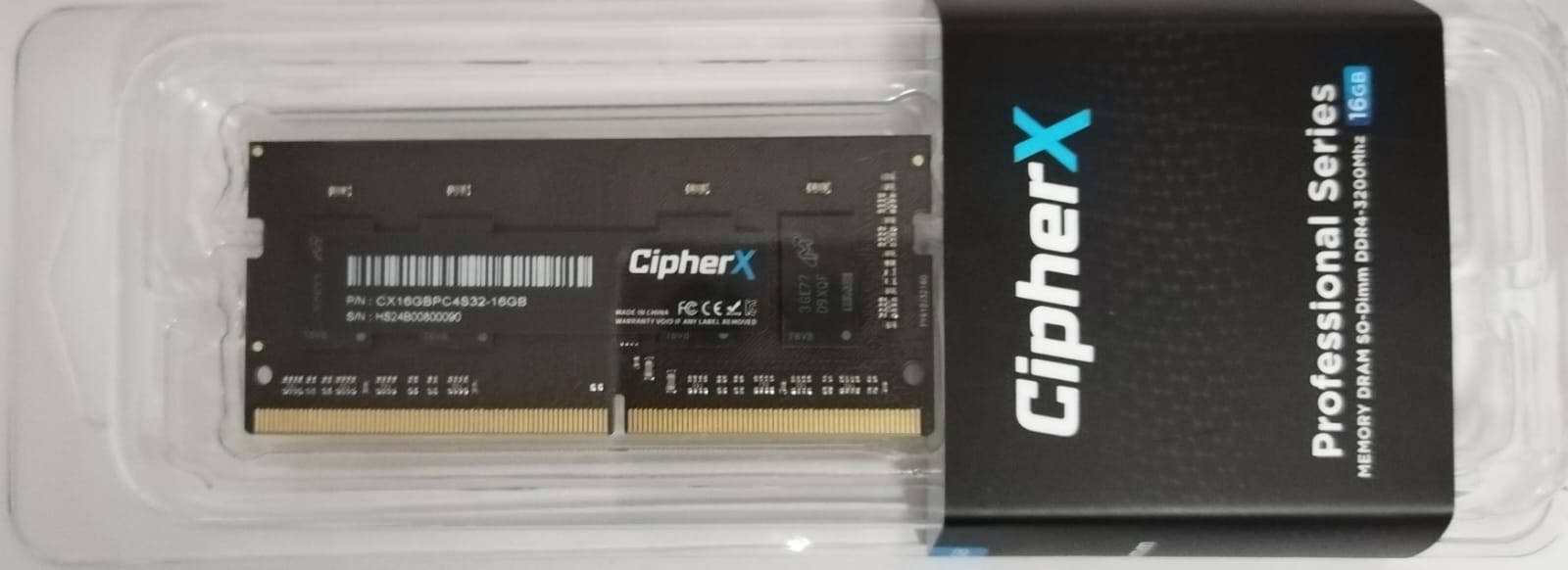 siproduct-767336-548396-98489f713b685d068e657a7766afc6e4e023e548 CX16GBPC4S32.jpg. 16GB CipherX Professional Series, DDR-4 3200Mhz, SODIMM CL16, Notebook Memory Module